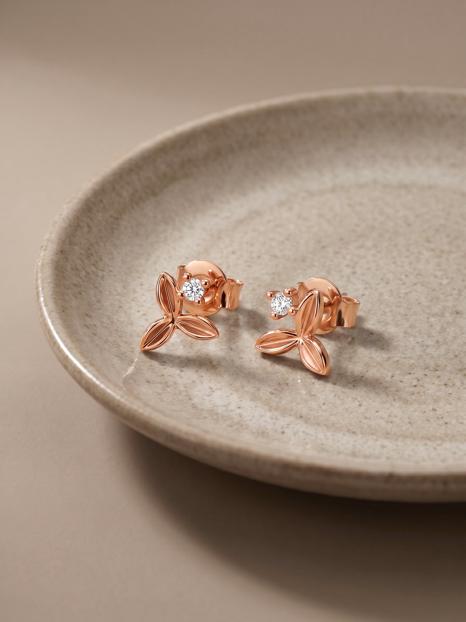 Rose Gold Alpha Stud Earrings