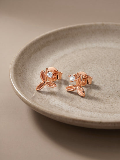 Rose Gold Alpha Stud Earrings
