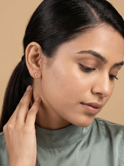 Rose Gold Alpha Stud Earrings