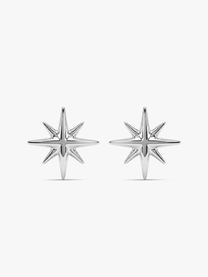 Silver Starburst Stud Earrings