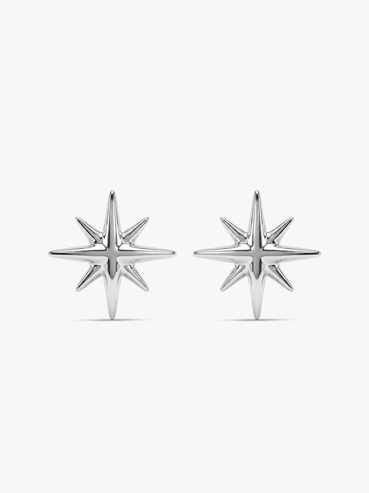 Silver Starburst Stud Earrings