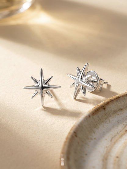 Silver Starburst Stud Earrings