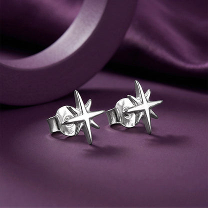 Silver Starburst Stud Earrings