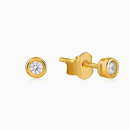 Golden Bezel Set Stud Earrings