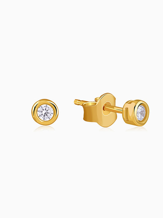 Golden Bezel Set Stud Earrings