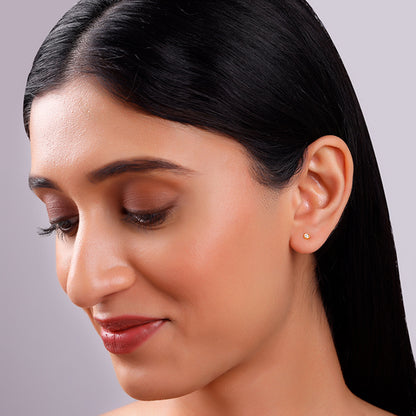 Golden Bezel Set Stud Earrings