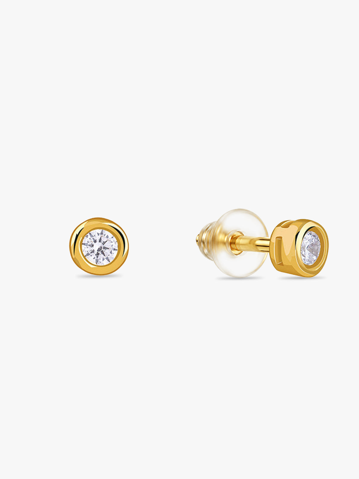 Golden Bezel Set Stud Earrings