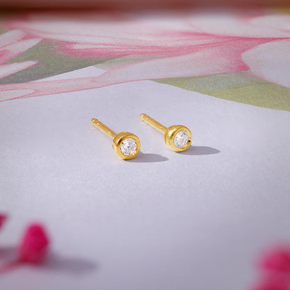 Golden Bezel Set Stud Earrings