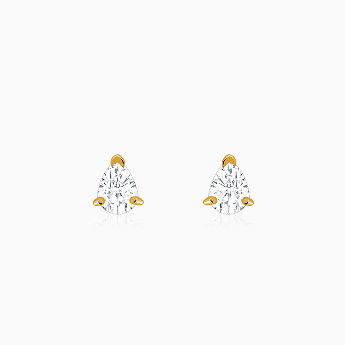 Golden Peardrop Stud Earrings
