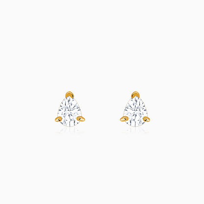 Golden Peardrop Stud Earrings