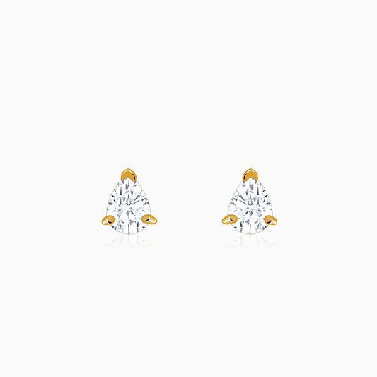 Golden Peardrop Stud Earrings