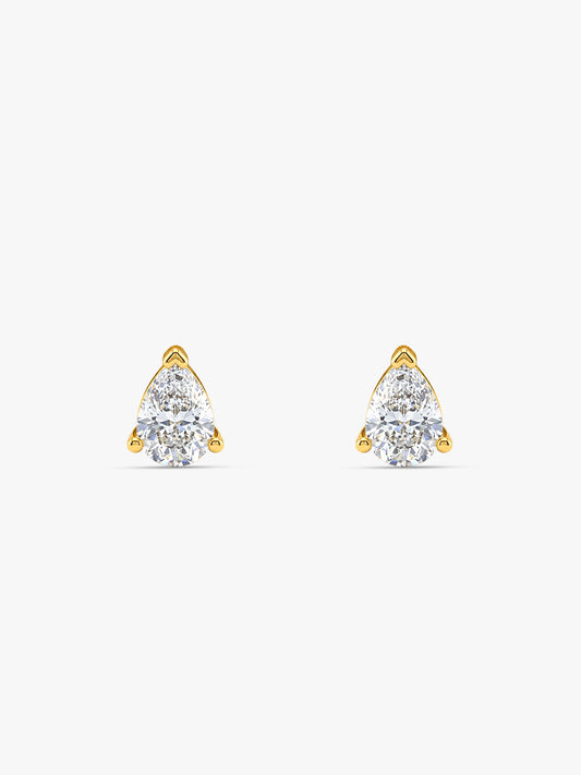 Golden Peardrop Stud Earrings