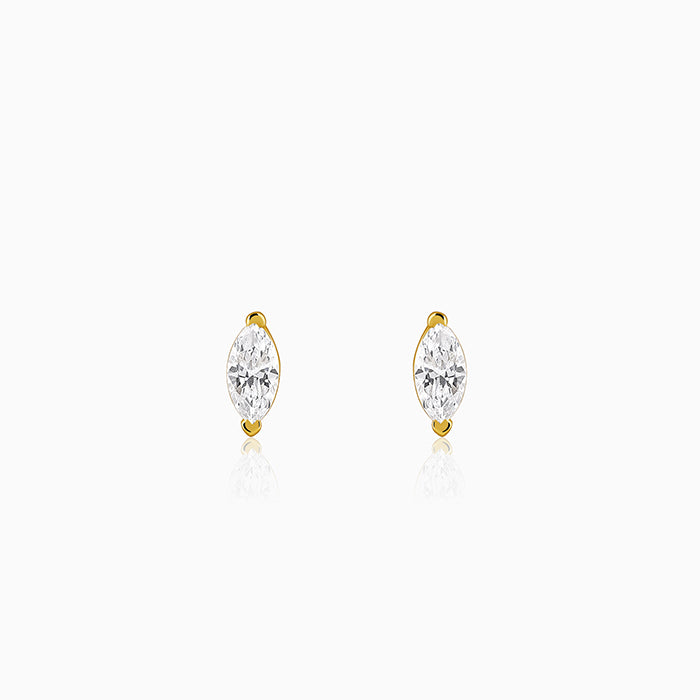 Golden Mini Marquise Stud Earrings
