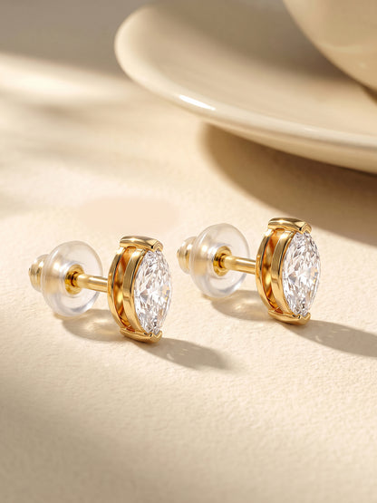 Golden Mini Marquise Stud Earrings