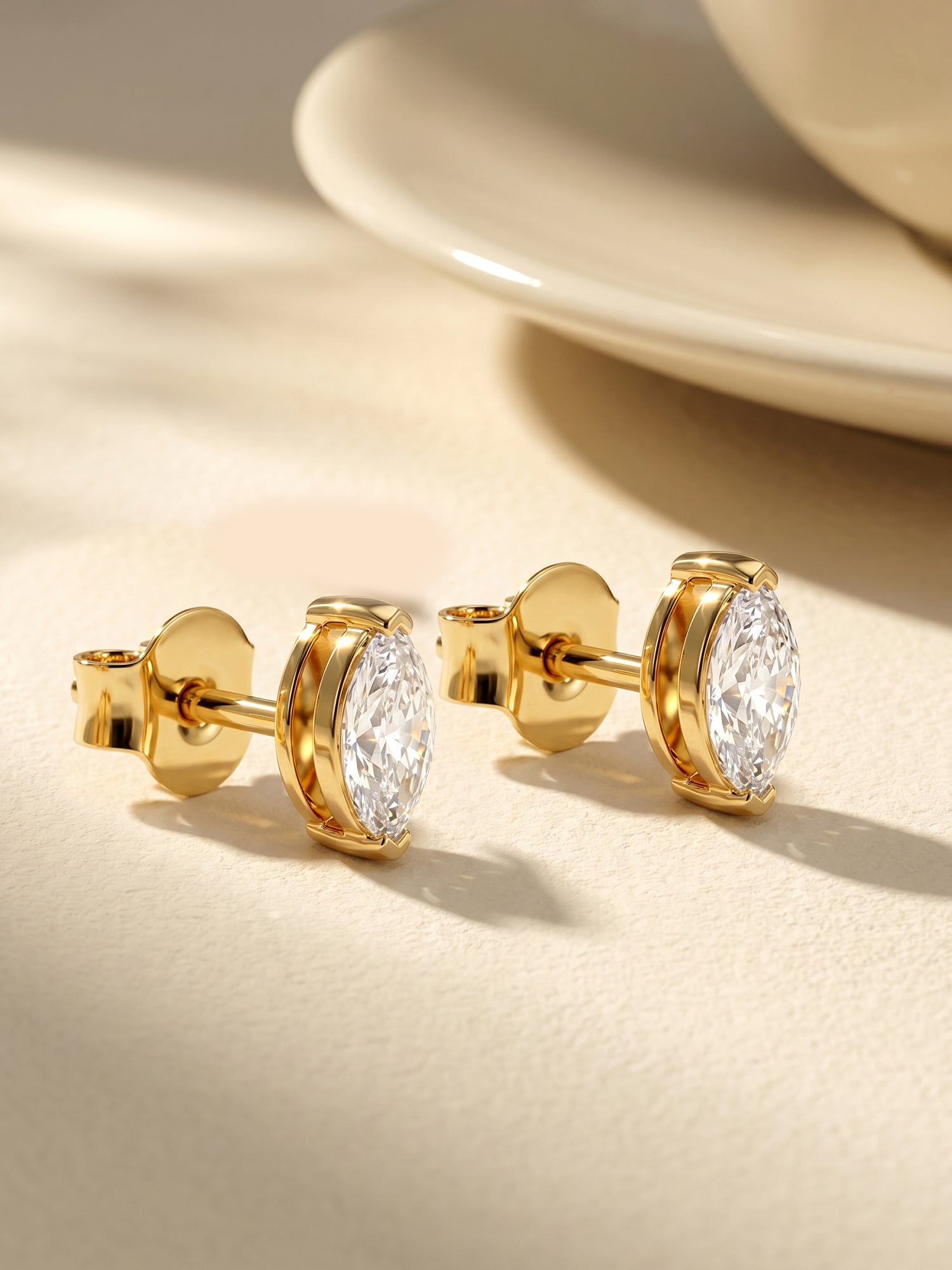 Golden Mini Marquise Stud Earrings