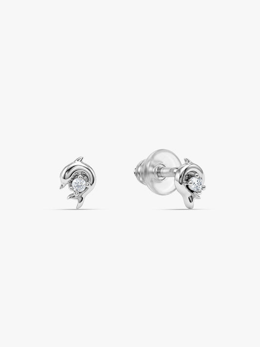 Silver Dolphin Stud Earrings