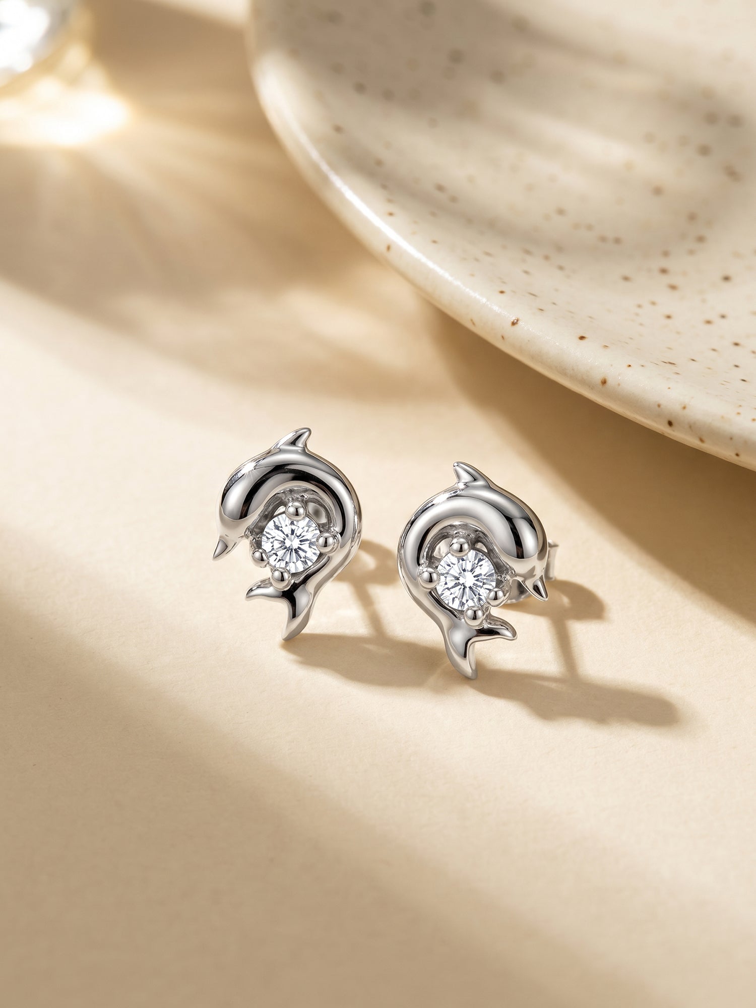 Silver Dolphin Stud Earrings