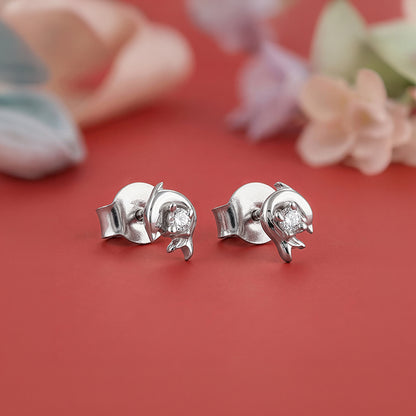 Silver Dolphin Stud Earrings