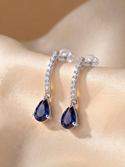 Silver Aqua Drop Earrings
