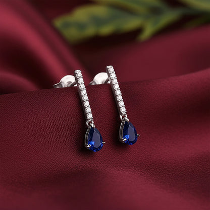 Silver Aqua Drop Earrings