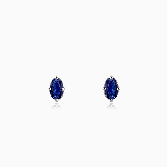 Silver Oval Shine Stud Earrings