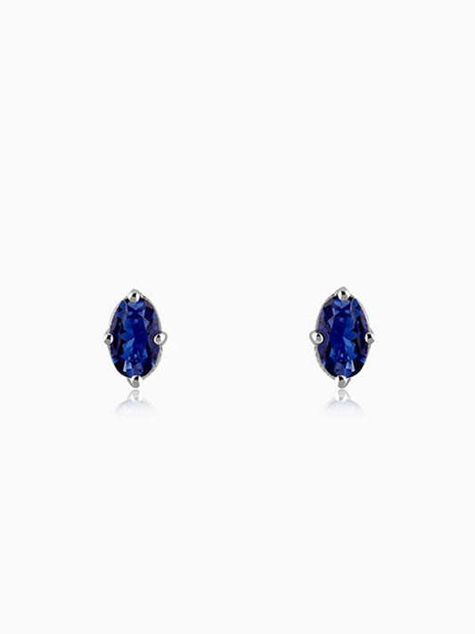 Silver Oval Shine Stud Earrings