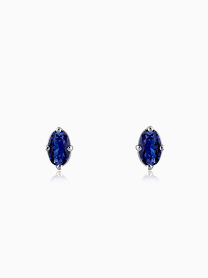 Silver Oval Shine Stud Earrings