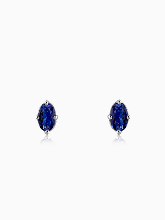 Silver Oval Shine Stud Earrings