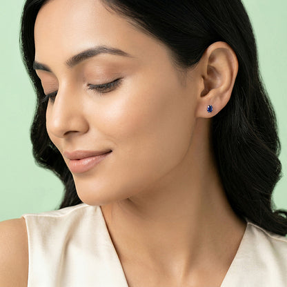 Silver Oval Shine Stud Earrings