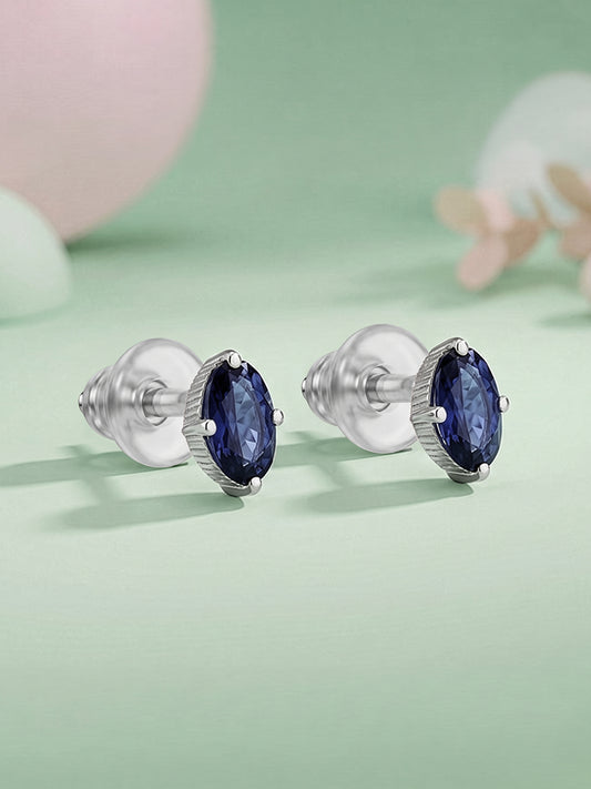 Silver Oval Shine Stud Earrings