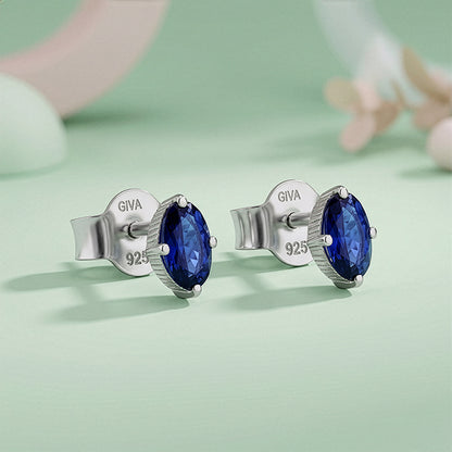 Silver Oval Shine Stud Earrings