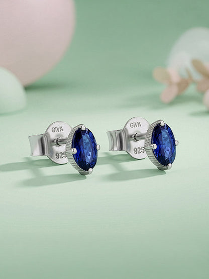Silver Oval Shine Stud Earrings