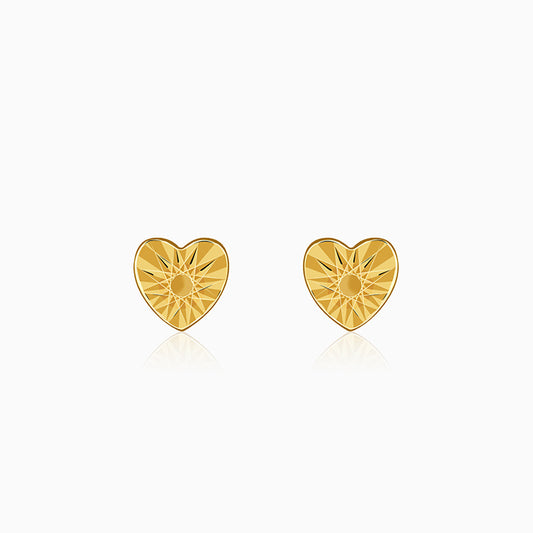 Golden Heart Stud Earrings