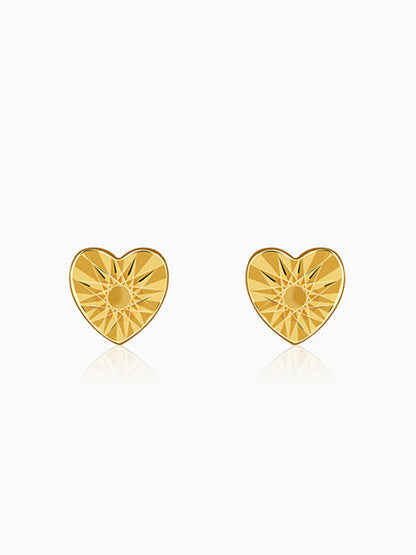 Golden Heart Stud Earrings