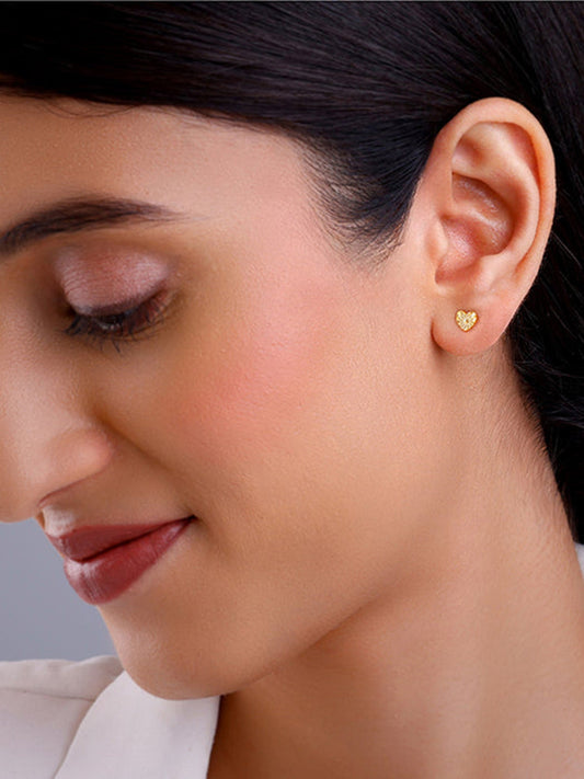 Golden Heart Stud Earrings