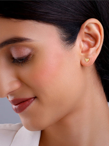 Golden Heart Stud Earrings