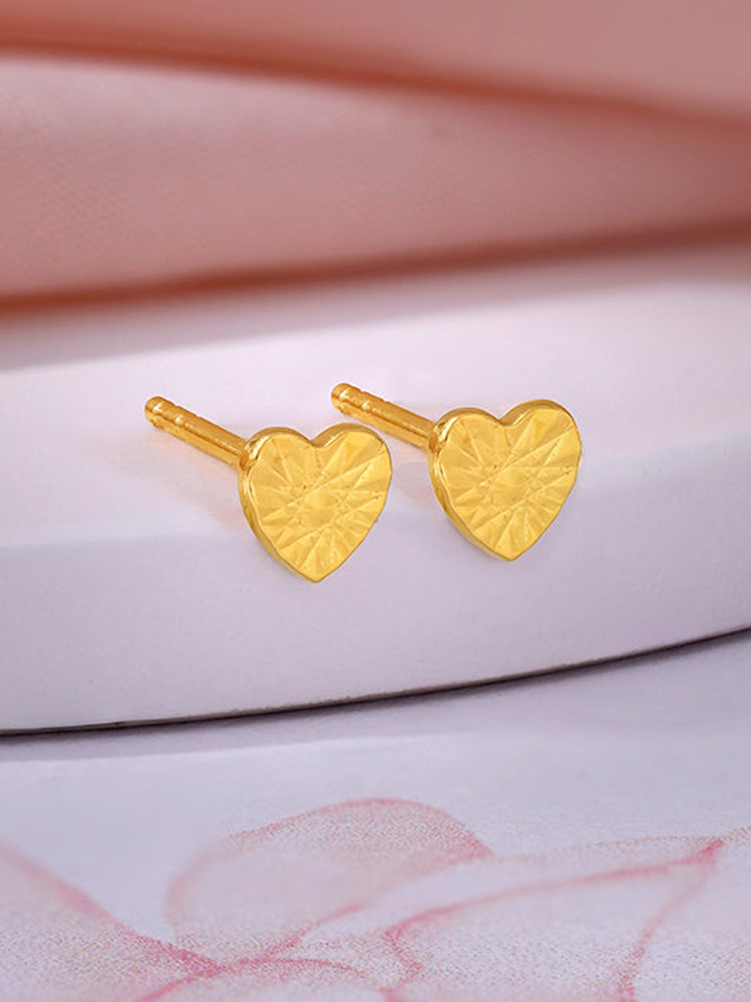 Golden Heart Stud Earrings