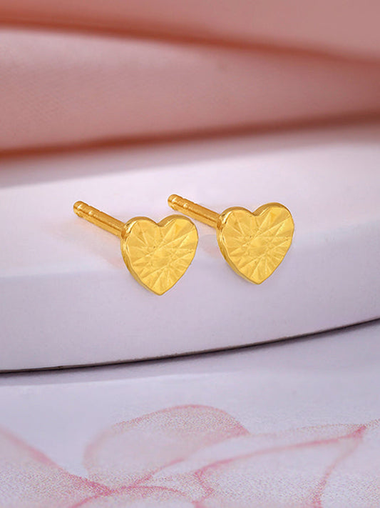 Golden Heart Stud Earrings
