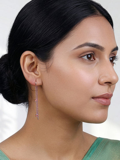 Rose Gold Arinniti Sui Dhaga Earrings