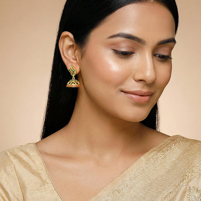 Golden Pushkar Jhumki Earrings