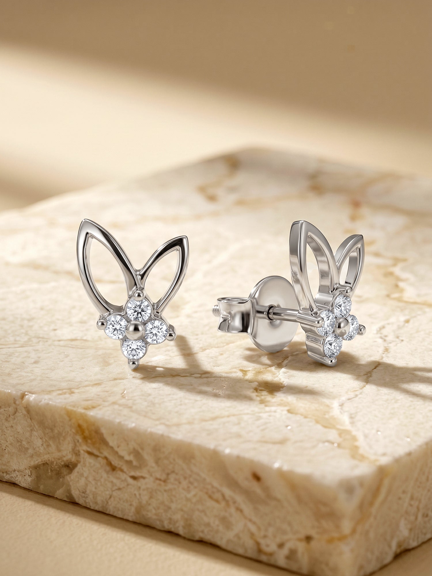 Silver Rabbit Stud Earrings