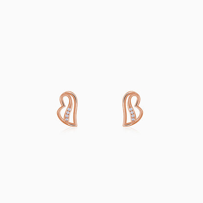 Rose Gold Floating Heart Stud Earrings