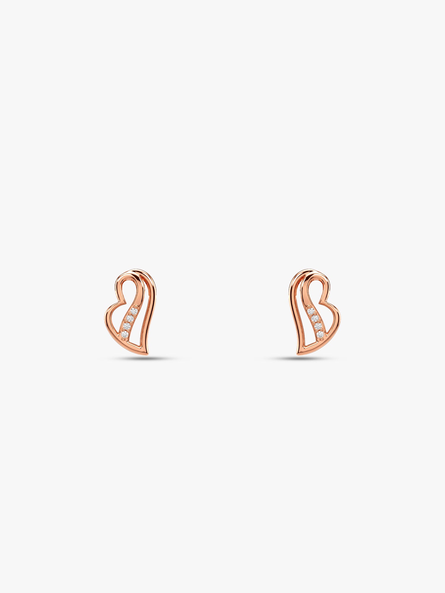 Rose Gold Floating Heart Stud Earrings