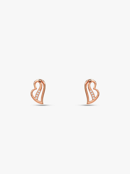 Rose Gold Floating Heart Stud Earrings