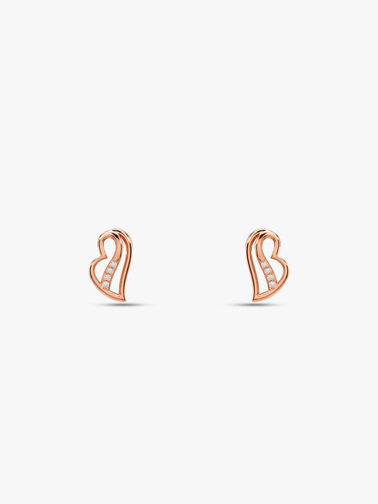 Rose Gold Floating Heart Stud Earrings