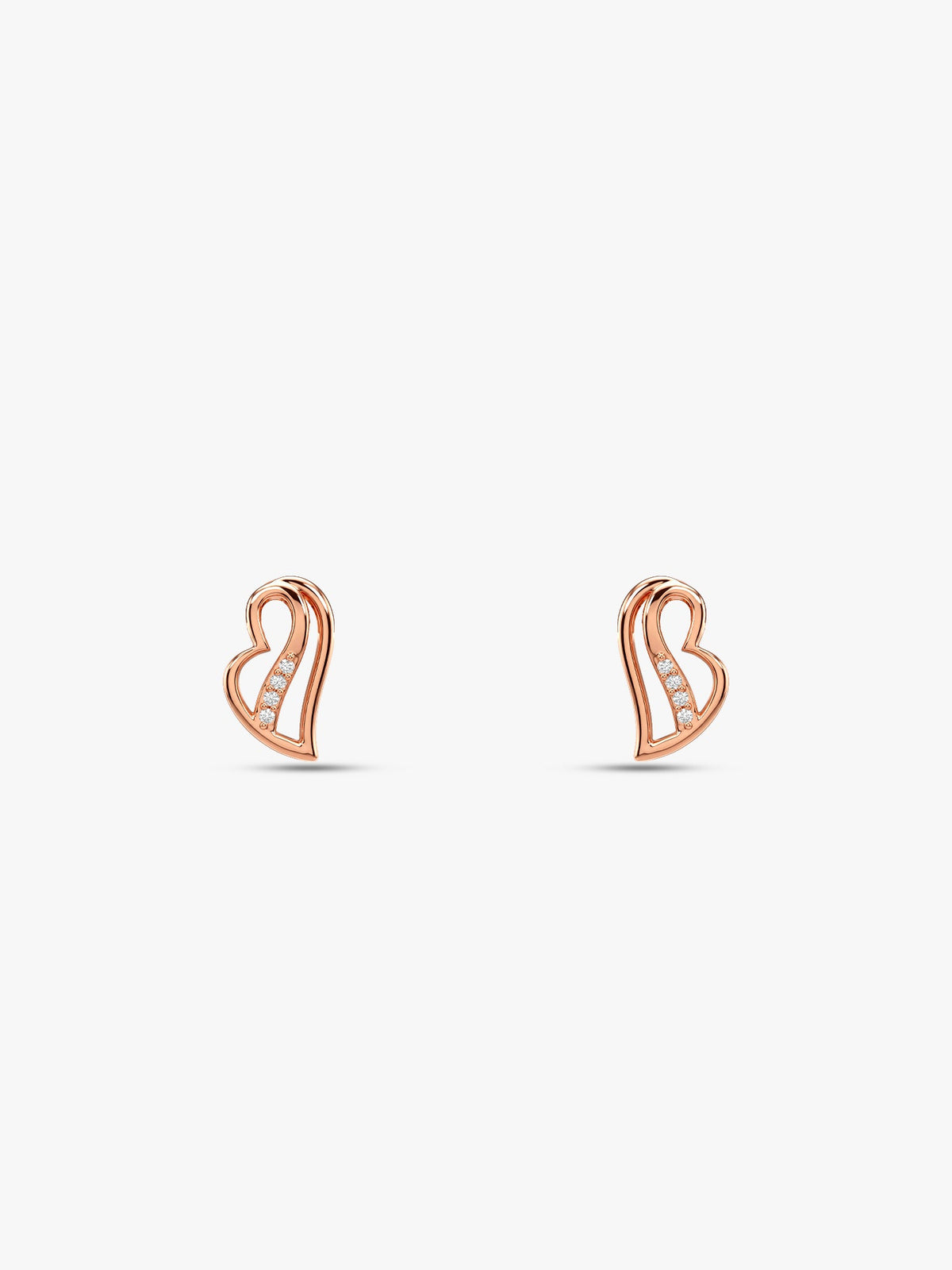 Rose Gold Floating Heart Stud Earrings
