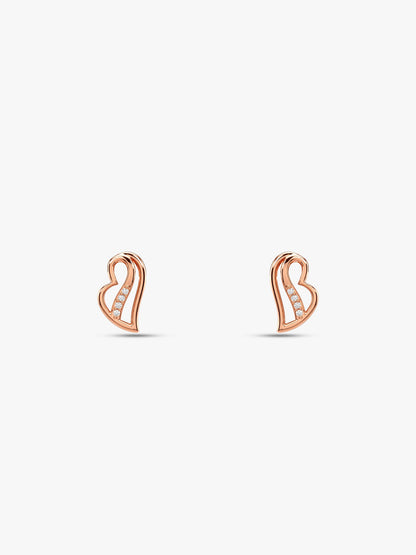 Rose Gold Floating Heart Stud Earrings