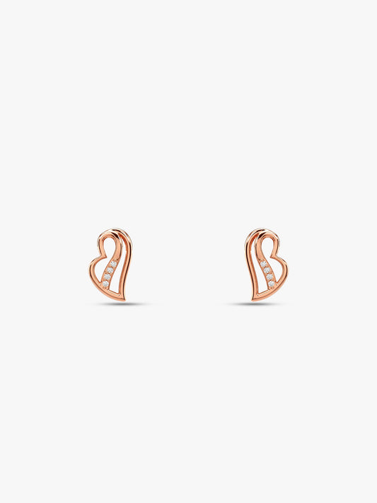 Rose Gold Floating Heart Stud Earrings