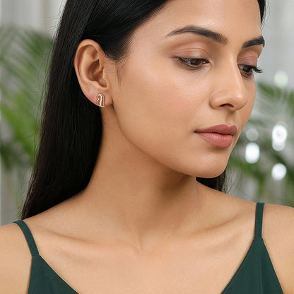 Rose Gold Floating Heart Stud Earrings