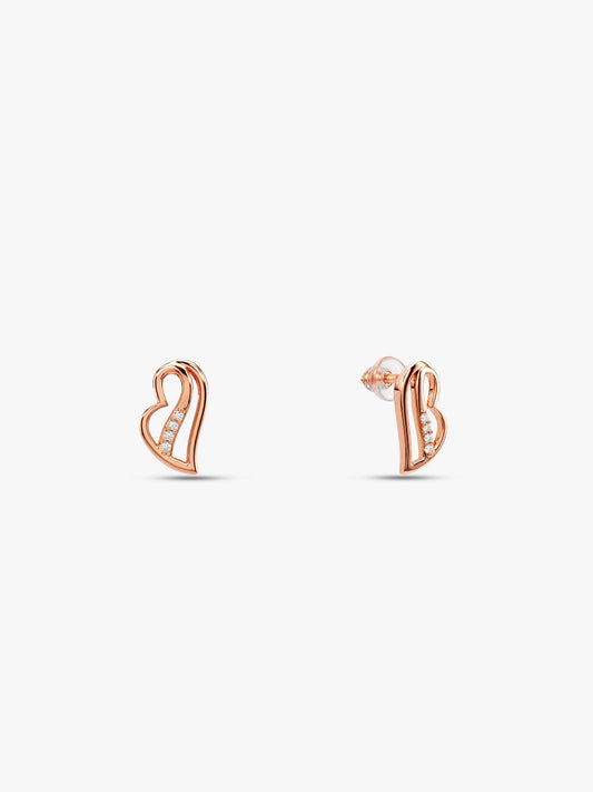 Rose Gold Floating Heart Stud Earrings
